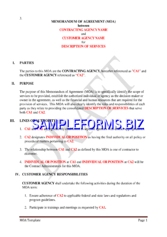 Memorandum of Agreement (MOA) pdf free